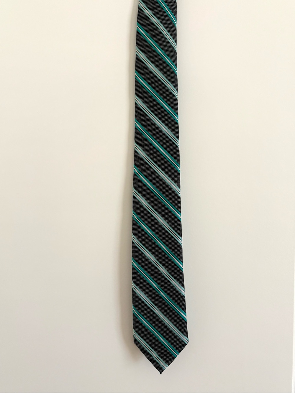 Men's APT. 9 Tie with Teal and Light Gray Stripe